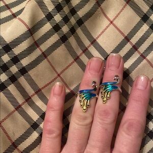 Gold and Blue Peacock Tension Rings